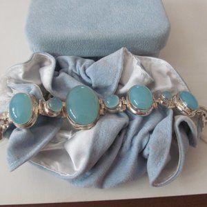 Gorgeous Artisan Blue Chalcedony Sterling Bracelet